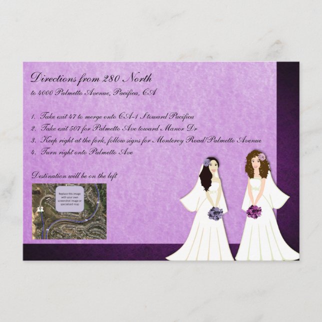 D'accompagnement Carte d'itinéraire de Mariage lesbien de deux mari (Devant)