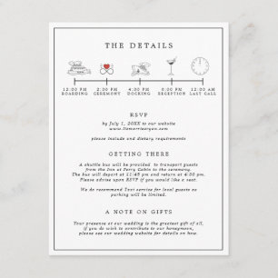 D'accompagnement Carte d'itinéraire de mariage noir et blanc nautiq