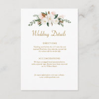 carte d'mariage florale magnolia blanche et or