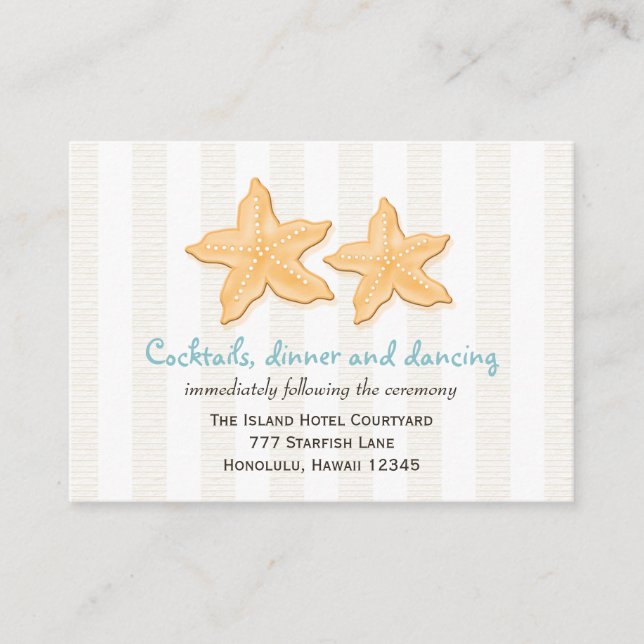 D'accompagnement Carte du boîtier de mariage bleu Starfish (Devant)