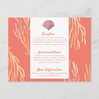 D'accompagnement Carte du boîtier de mariage de plage Coral & Seash