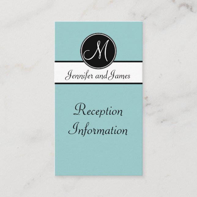 D'accompagnement Carte du boîtier de réception Monogramme noir bleu (Devant)