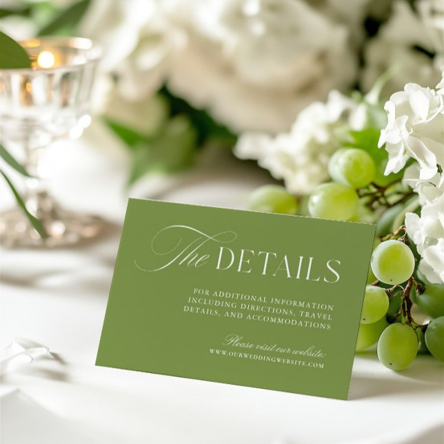 D'accompagnement Carte du boîtier d'information du Mariage vert Sag (Sage Green Wedding Information Enclosure Card)