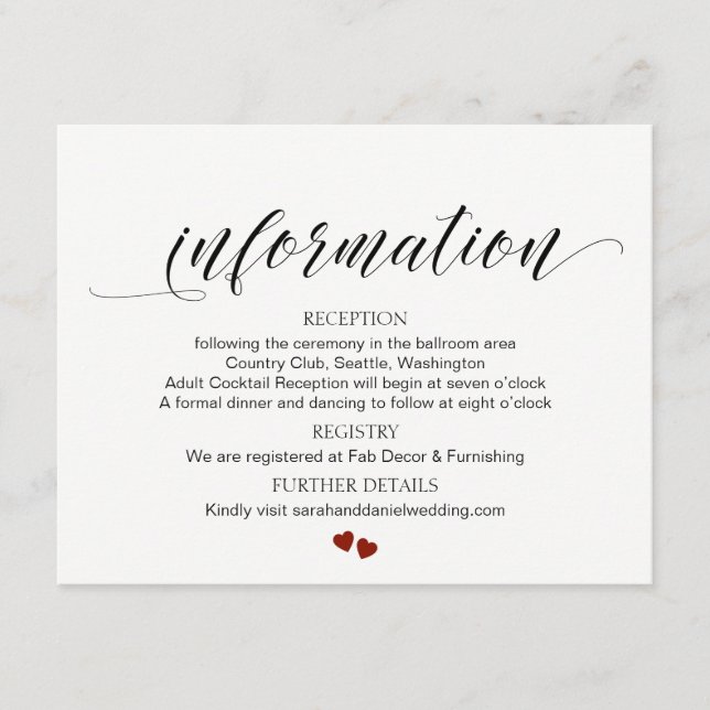 D'accompagnement Carte du boîtier d'informations du Mariage de typo (Devant)