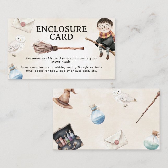 D'accompagnement Carte du boîtier du Baby shower Little Wizard (Devant / Derrière)