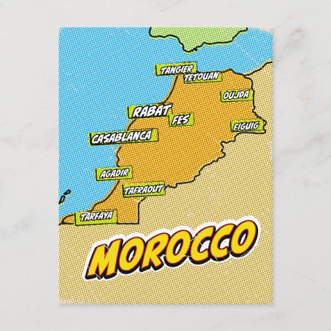 D'accompagnement Carte du Maroc illustrée dans le style Pop Art (Devant)