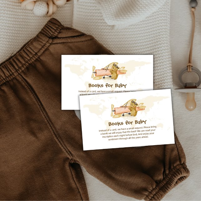 D'accompagnement Carte du monde d'exploration Livres d'avion Pour B (Explorer World Map Airplane Books For Baby Shower Enclosure Card)