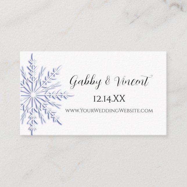 D'accompagnement Carte du site Web de mariage d'hiver Blue Snowflak (Devant)