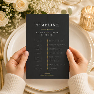 D'accompagnement Carte élégante de chronologie de mariage noir et o