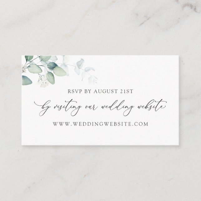 D'accompagnement Carte en ligne Eucalyptus Calligraphy Wedding RSVP (Devant)