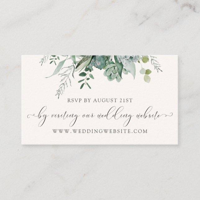 D'accompagnement Carte en ligne Eucalyptus de mariage Succulent RSV (Devant)