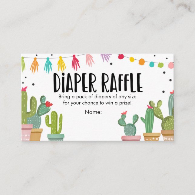 D'accompagnement Carte Fiesta Diaper Raffle Cactus Mexicain Floral (Devant)