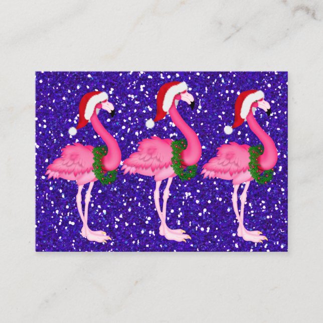 D'accompagnement Carte Flamant rose de fermeture de Noël / étiquett (Devant)