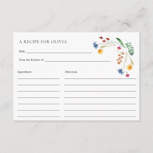 D'accompagnement Carte fleur sauvage Meadow Love in Bloom Recette (Devant)
