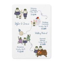 Carte illustrée de grenouilles pour le week-end de