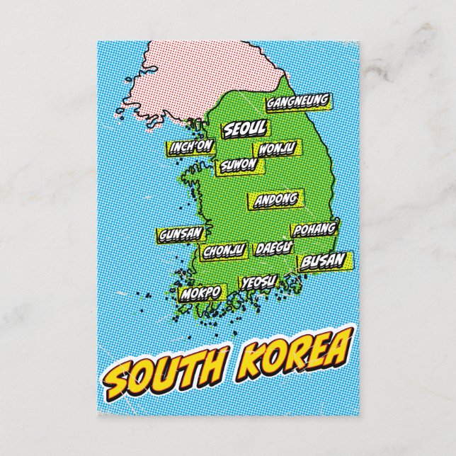 D'accompagnement Carte illustrée de la Corée du Sud dans le style P (Devant)