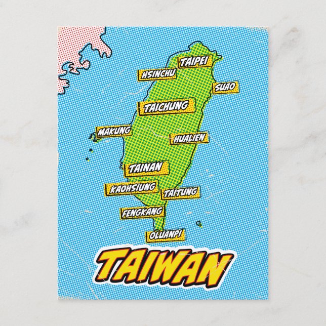 D'accompagnement Carte illustrée de Taiwan dans le style Pop Art (Devant)