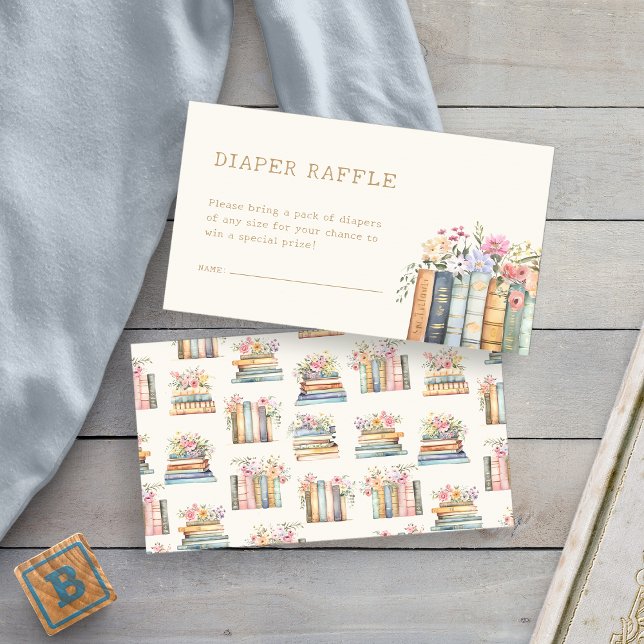D'accompagnement Carte incluse au tirage au sort de couches pour li (Books Baby Shower Diaper Raffle Enclosure Card by Painted Paperie
)