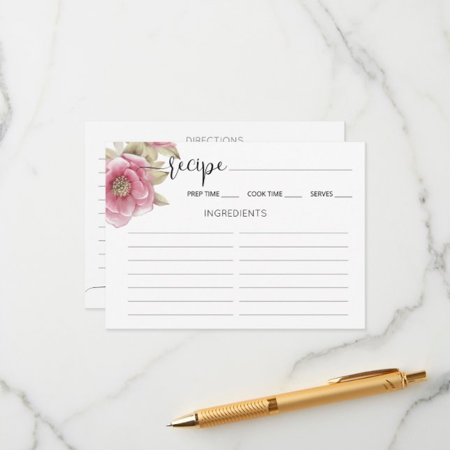 D'accompagnement Carte incluse avec la recette pour la douche de ma (Devant/Arrière en situation)
