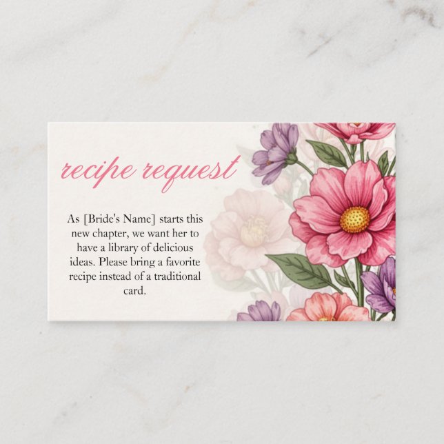 D'accompagnement Carte incluse de demande de recette florale rose é (Devant)