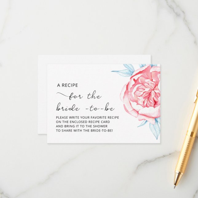 D'accompagnement Carte incluse "RECETTE pour la future mariée"  (Devant/Arrière en situation)