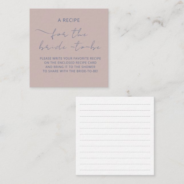 D'accompagnement Carte incluse "UNE RECETTE" pour la douche de la m (Devant / Derrière)