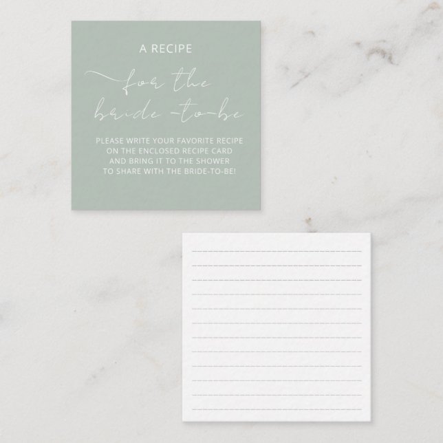 D'accompagnement Carte incluse "UNE RECETTE" pour la douche de la m (Devant / Derrière)