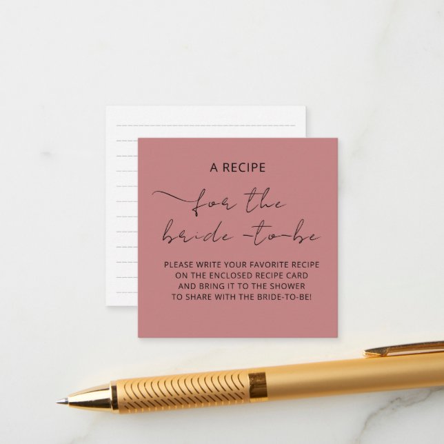 D'accompagnement Carte incluse "UNE RECETTE" pour la douche de la m (Devant/Arrière en situation)