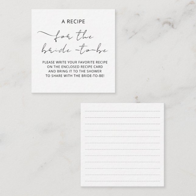 D'accompagnement Carte incluse "UNE RECETTE" pour la douche de la m (Devant / Derrière)