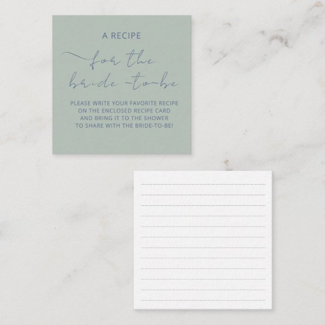 D'accompagnement Carte incluse "UNE RECETTE" pour la douche de la m (Devant / Derrière)