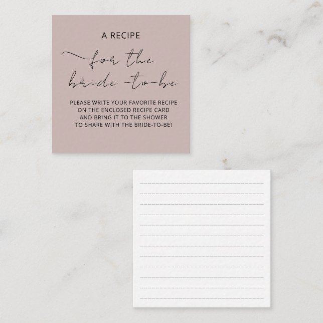 D'accompagnement Carte incluse "UNE RECETTE" pour la douche de la m (Devant / Derrière)