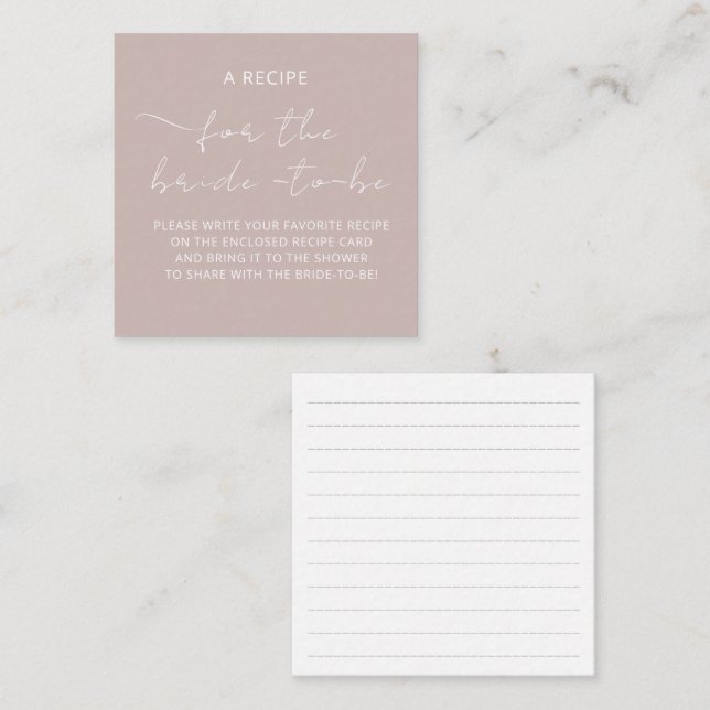 D'accompagnement Carte incluse "UNE RECETTE" pour la douche de la m (Devant / Derrière)