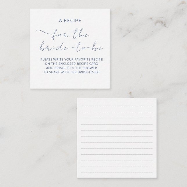 D'accompagnement Carte incluse "UNE RECETTE" pour la douche de la m (Devant / Derrière)