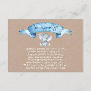 D'accompagnement Carte insert Kraft Boy Rustic Elephant Cadeau non
