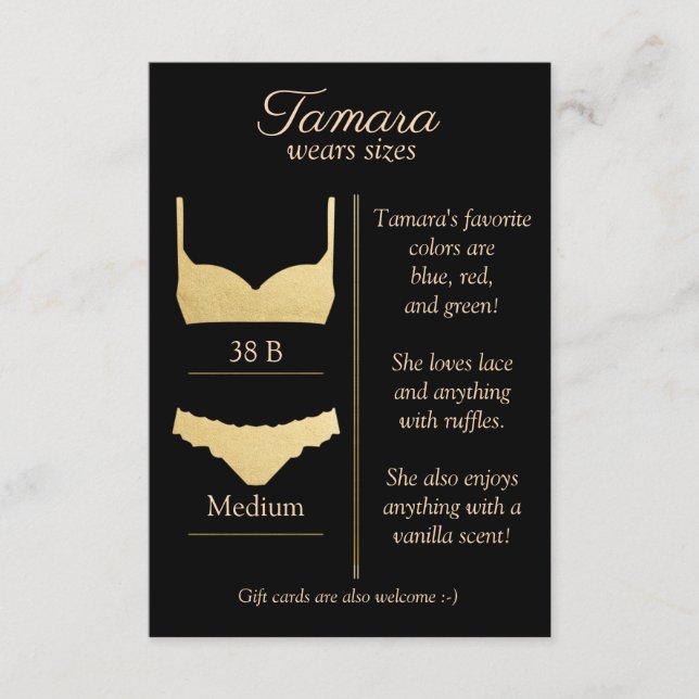 D'ACCOMPAGNEMENT CARTE INSERTION TAILLE LINGERIE : TOUTE COULEUR DE (Devant)