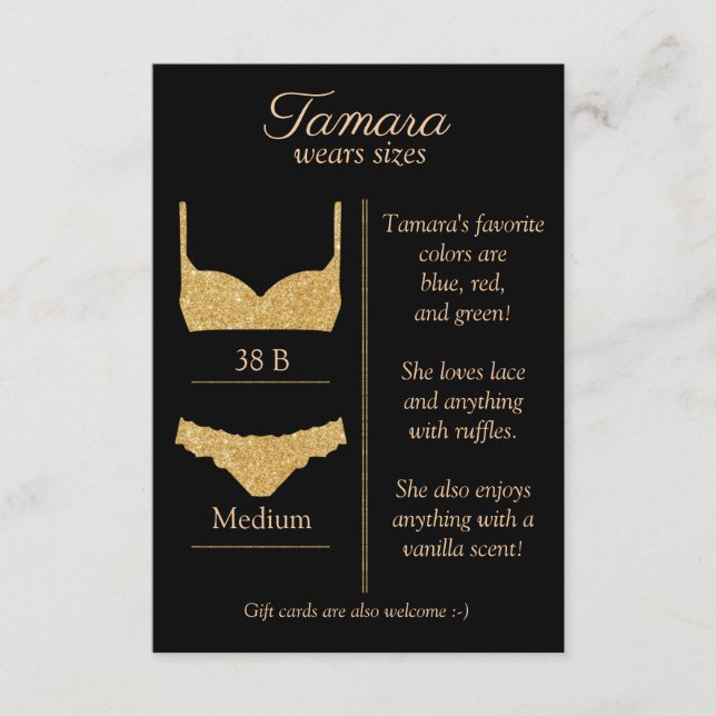 D'ACCOMPAGNEMENT CARTE INSERTION TAILLE LINGERIE : TOUTE COULEUR DE (Devant)