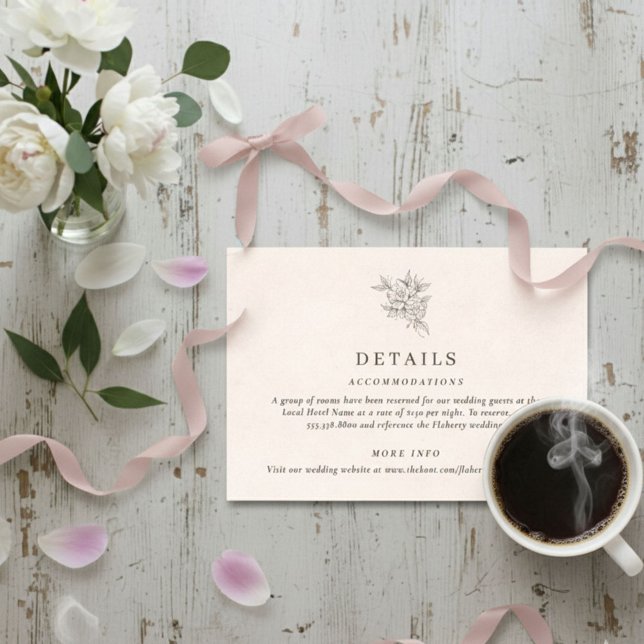 D'accompagnement Carte intérieure avec détails de monogramme rose b (Blush Pink Monogram Details Enclosure Card)