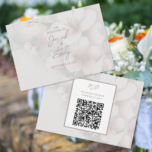 D'accompagnement Carte Mariage cerise en fleurs avec code QR