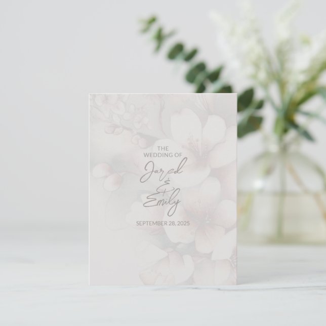 D'accompagnement Carte Mariage cerise en fleurs avec code QR (Debout devant)