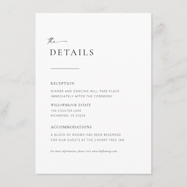 D'accompagnement Carte Mariage Chic + Simple Moderne Script (Devant)