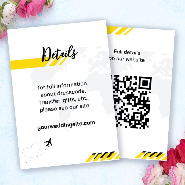 D'accompagnement Carte Mariage de fermeture de carte d'embarquement (Yellow Beach Boarding Pass Wedding Enclosure Card)
