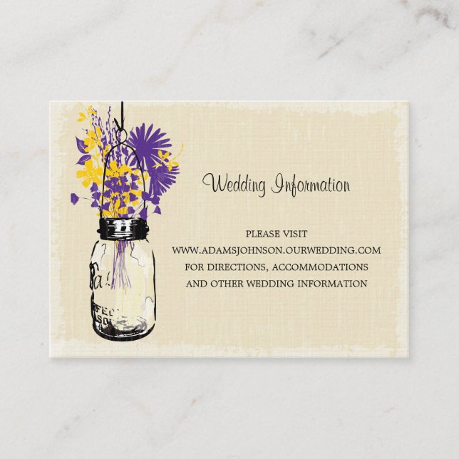 D'accompagnement Carte mariage de site Web Mason Jar Fleur sauvage (Devant)