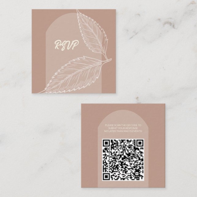 D'accompagnement Carte Mariage QR Mocha Soft feuille (Devant / Derrière)