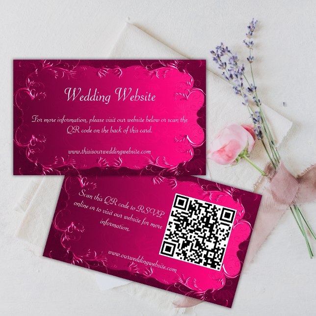 D'accompagnement Carte Mariage QR Vintage de Parchemin rose (Créateur téléchargé)