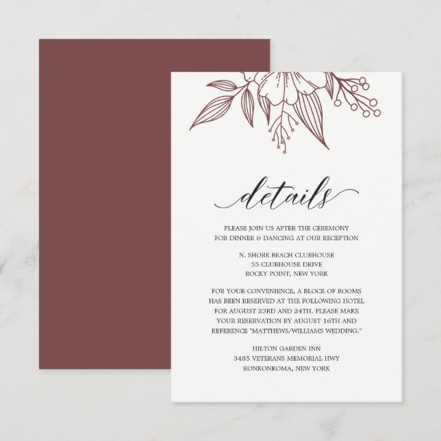D'accompagnement Carte Mariage rouge simple et élégante (Devant / Derrière)