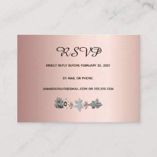 D'accompagnement Carte mariage RSVP fleurs succulentes or rose