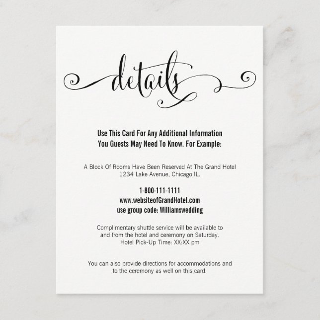D'accompagnement Carte Modern We Do Script Mariage Details (Devant)