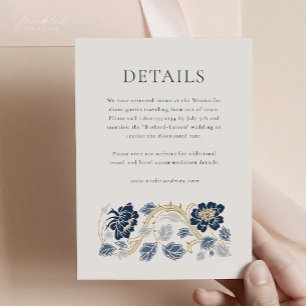 D'accompagnement Carte Navy Gold Floral Art Nouveau Détails