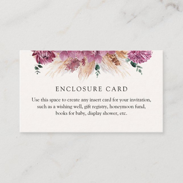 D'accompagnement Carte personnalisée d'enveloppe de Pampas Boho (Devant)