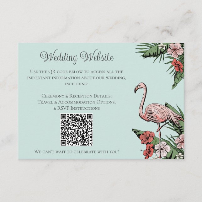 D'accompagnement Carte QR Mariage Tropical Flamant Turquoise (Devant)